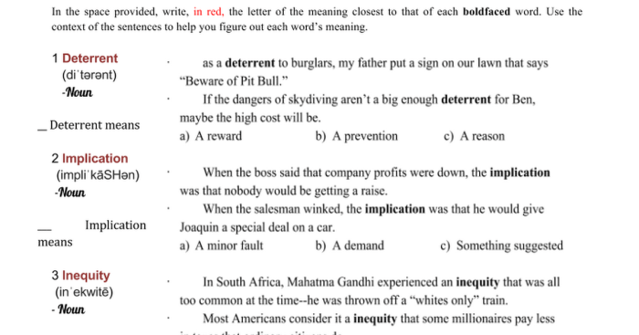 Chapter 4 ten words in context answer key