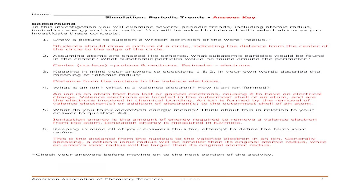 Simulation periodic trends - answer key