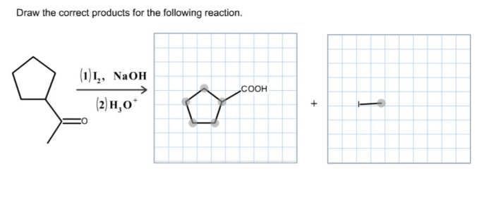 Correct draw reaction following answer ketone step first naoh transcribed text show further halogenated only will