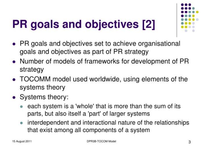 Public relations goals and objectives examples